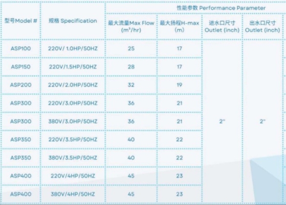 ASP100 সুইমিং পুল ব্যবহারের জন্য পানির পাম্প