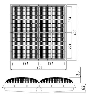SS304 490x490 মিমি উপরে গ্রাউন্ড পুল মেঝে ড্রেন